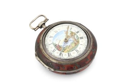 MONTRE à verge à triple boîtier en argent...