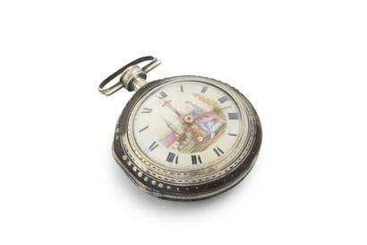 MONTRE à verge en argent à cadran décoré...