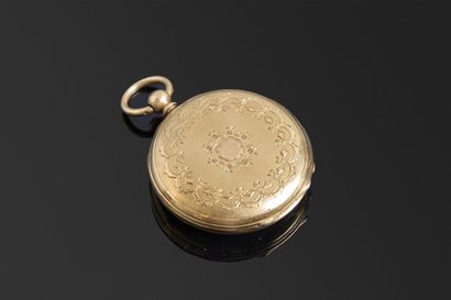 Une montre de poche, boîtier en or jaune...