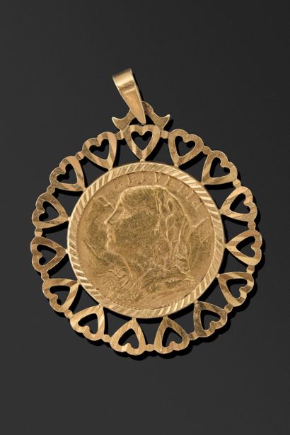 Pendentif circulaire en or jaune 18K 750°/°°...