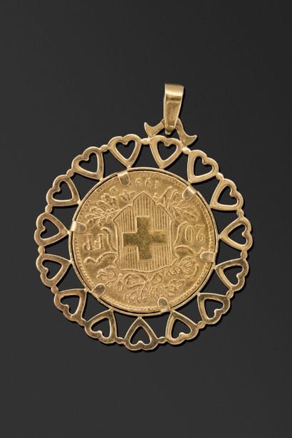 Pendentif circulaire en or jaune 18K 750°/°°...