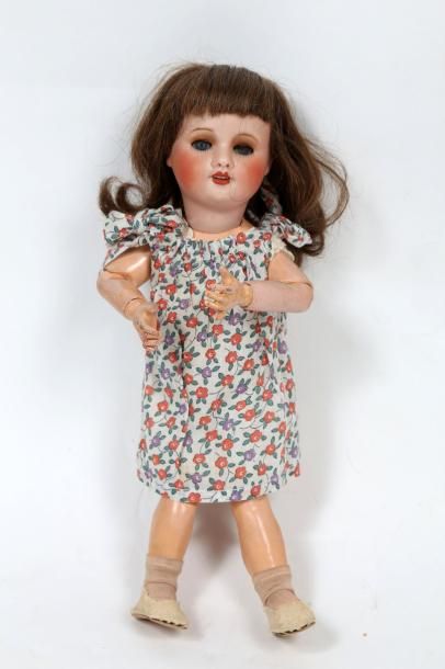 Poupée type«Bleuette», tête en porcelaine...