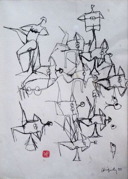 TINGUELY
Encre sur papier, signé en bas à...