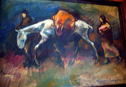 BECHON-SAUZEAU
Huile sur toile.
La fuite...