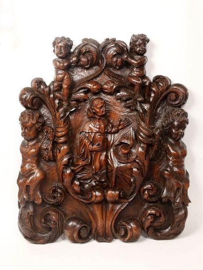 Retable d'autel.
Saint François-Xavier (1506-1552).
Agenouillé,...