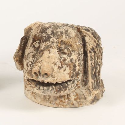 Tête de chien de chasse.
Pierre calcaire...