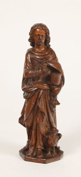 Saint Jean l'évangéliste.
Noyer sculpté au...