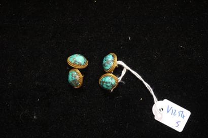 Paire de boutons de manchettes en or jaune...