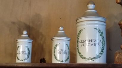 Ensemble de 6 pots à pharmacie en porcel...