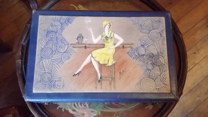 Boîte à jeu compartimentée à décor d'une...