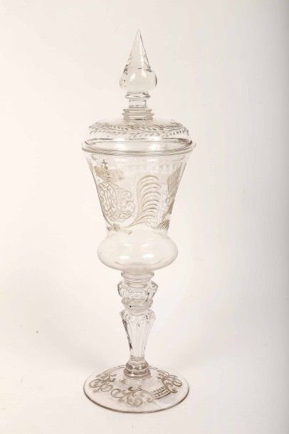 POKAL couvert en cristal transparent incolore,...