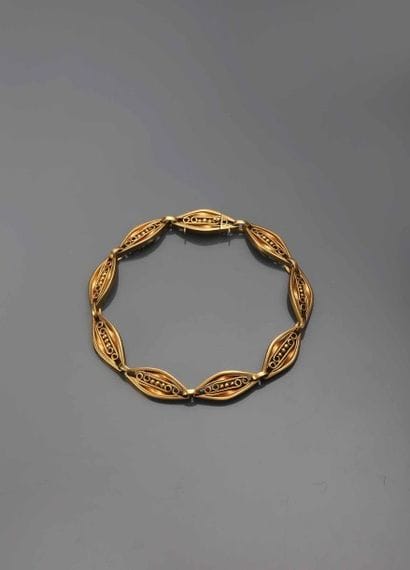 Bracelet en or jaune 18K (750°/00) à maillons...