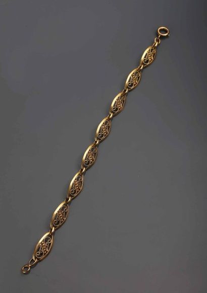 Bracelet en or jaune 18K (750°/00) à maillons...