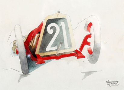 A.GUERIN?

Le coureur automobile, vers 1930
Gouache...