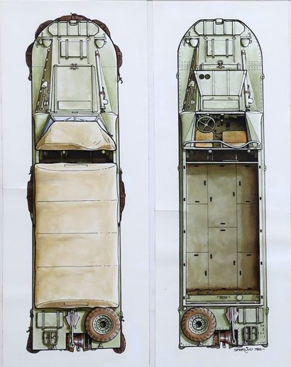 VEHICULES MILITAIRES Deux DUKW 353 6x6 camion...