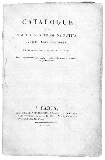 HAMELIN-BERGERON, P.
Catalogue des machines,...