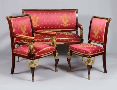 Salon composé de 4 fauteuils, 2 chaises et...