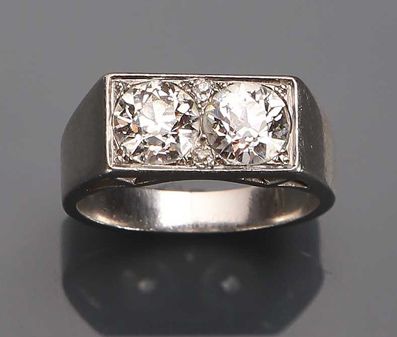 Bague de type chevalière en platine (925°/00)...