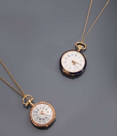 Montre de col en or jaune 18K (750°/00) au...