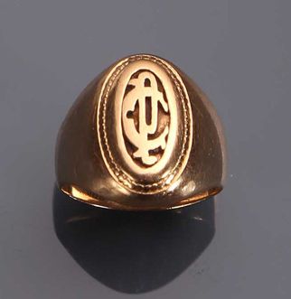 Bague chevalière en or jaune 18K (750°/00),...