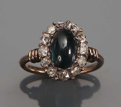 Bague fleur en or rose 14K (585°/00) ornée...