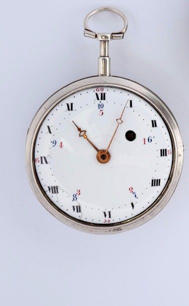 Montre à verge en argent à cadran décimal,...