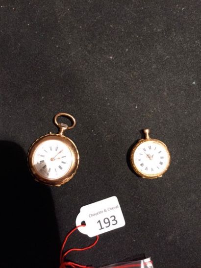 Deux montres à cylindre en or dont une (pb....