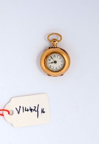Montre à cylindre miniature en or uni (pb....