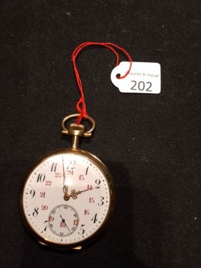 Montre à ancre en or (pb.73.5gr), à cadran...