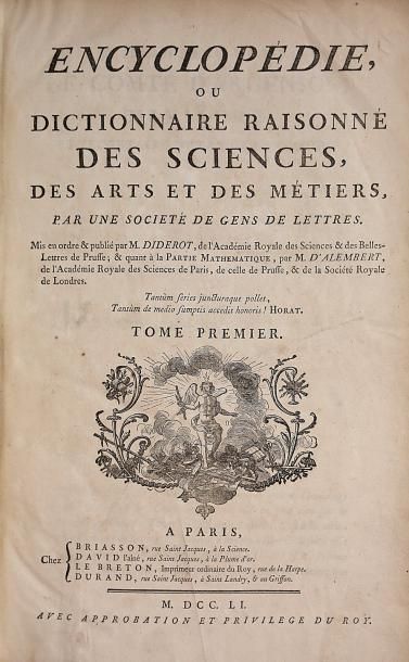 
DIDEROT et D’ALEMBERT. Encyclopédie, ou...
