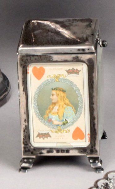 Coffret pour cartes à jouer, monté en argent...