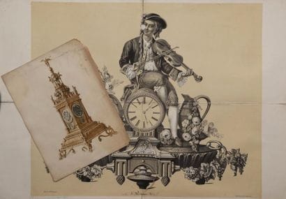 Lot d'environ trente grandes lithos et photos...