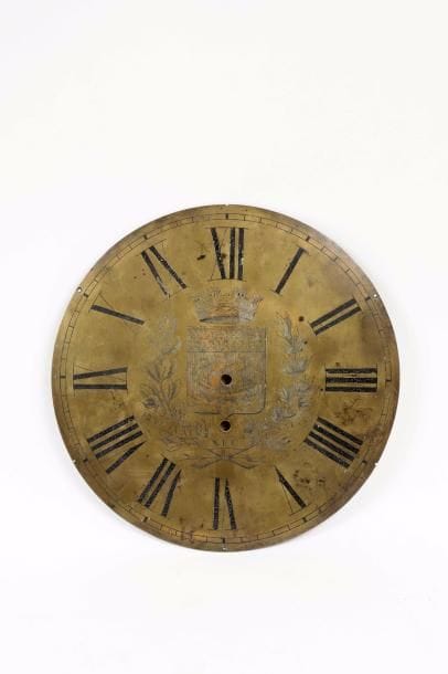 Grand cadran d'horloge en laiton gravé des...