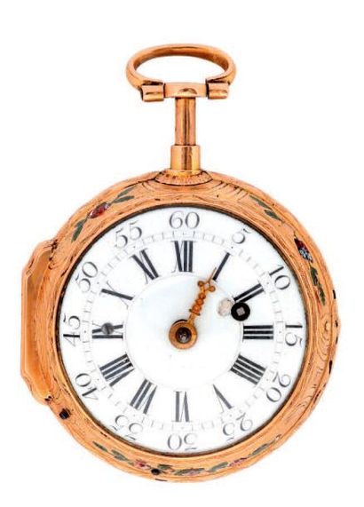 Montre à verge émaillée à répétition des...