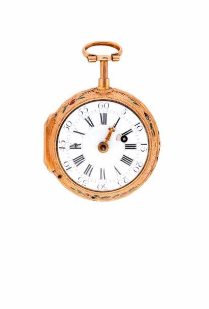 Montre à verge émaillée à répétition des...