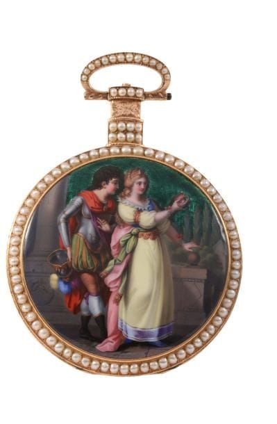 Montre en or émaillé signée ILBERY, vers...