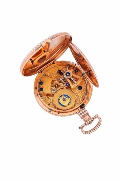 Montre en or émaillé signée ILBERY, vers...