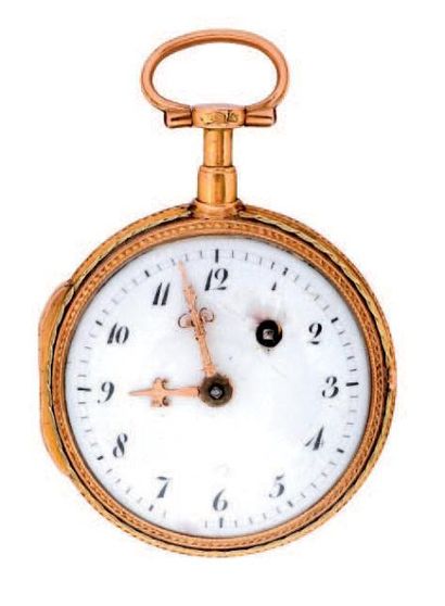 Montre de col en or émaillé signée 'Le Roy...