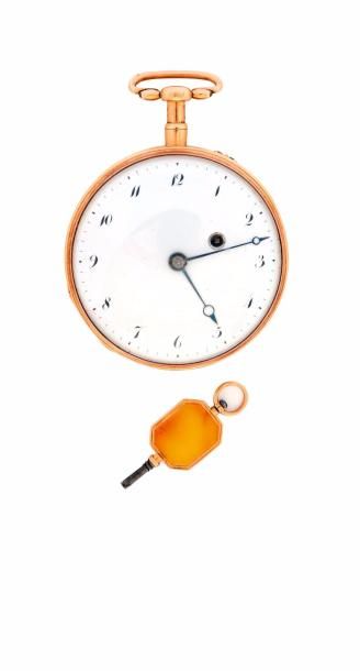 Montre à verge en or (pb. 115.7gr), signée...