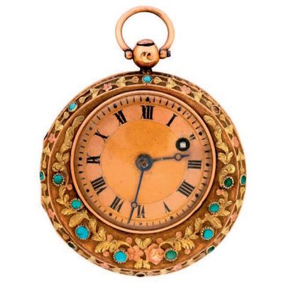 Montre à verge en ors de deux couleurs (pb....