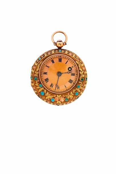 Montre à verge en ors de deux couleurs (pb....