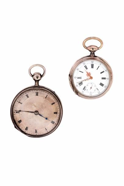 Deux montres en argent dont une à répétition...