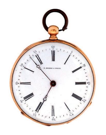 Montre à cylindre en or signée 'Godeau à...