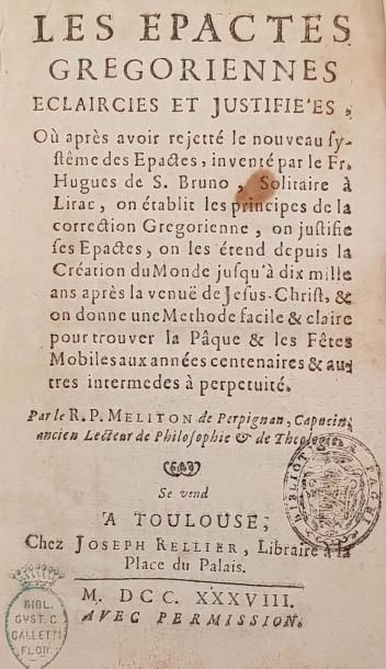 MELITON, François
Les épactes grégoriennes...
