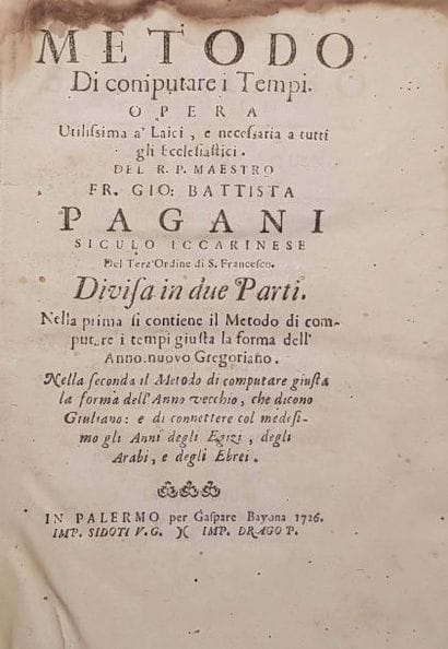 PAGANI, Gio
Battista. Metodo di computare...