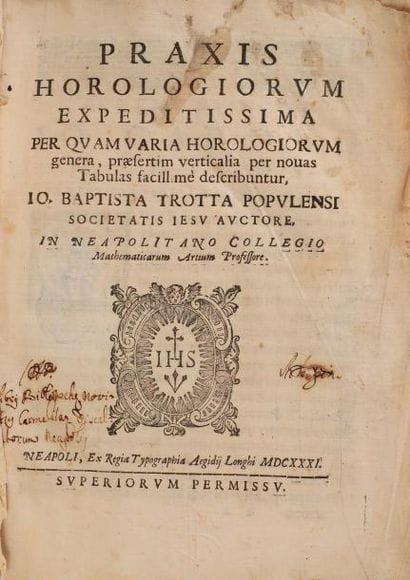 TROTTA, Io. Baptista
Praxis horologiorum...