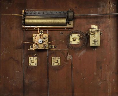 Tableau-horloge à
sonnerie et à musique représentant
une...