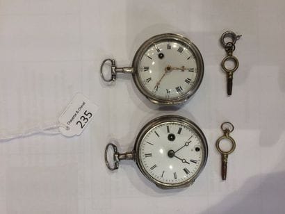 Deux montres à verge en argent dont une signée...