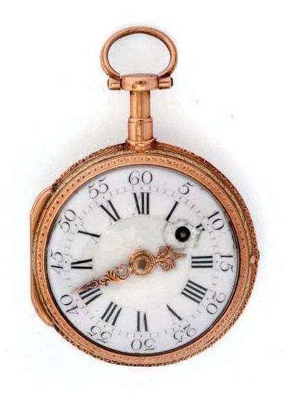Montre à verge en or de trois couleurs, sans...