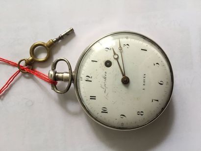 Montre à verge en argent signée (cadran et...